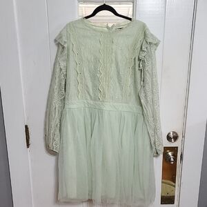 NWT Simplee Plus Womens Dress Pistachio Green Lacy Zips Stretch Easter Party 4XL
